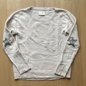 Zadig & Voltaire Pink and Purple Cashmere Sweater, Silver Leather Star Elbows